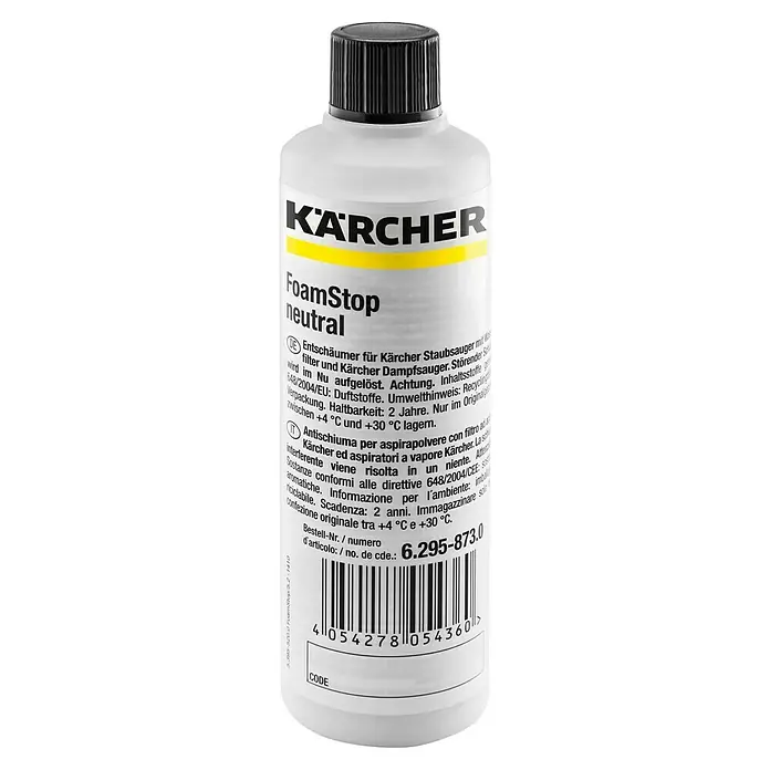 Kärcher Entschäumungsmittel - Duft: Neutral - Bild einer Flasche Kärcher FoamStop neutral.