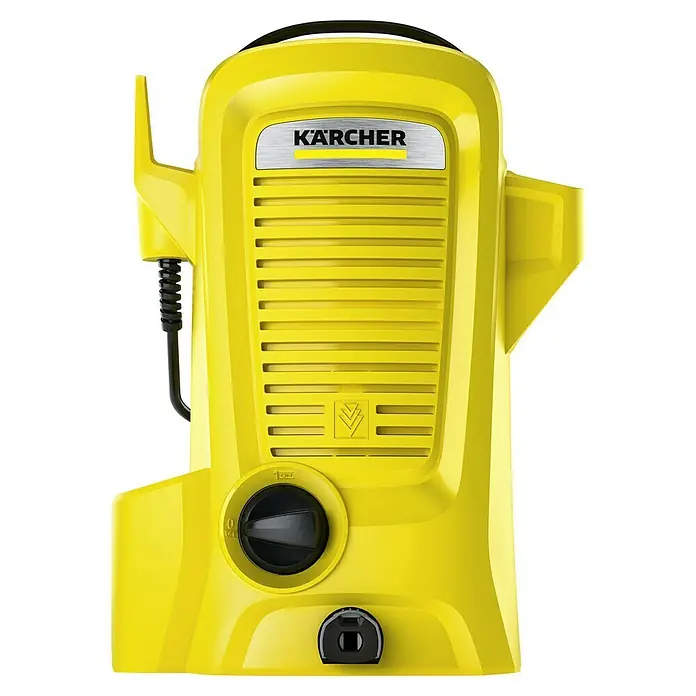 Kärcher Hochdruckreiniger K 2 Universal Edition - 110 bar, 1.400 W, Fördermenge: 360 l/h - Gelber Kärcher Hochdruckreiniger. Kompaktes Design mit dem Kärcher Logo und einem zentralen Bedienknopf für einfache Handhabung.