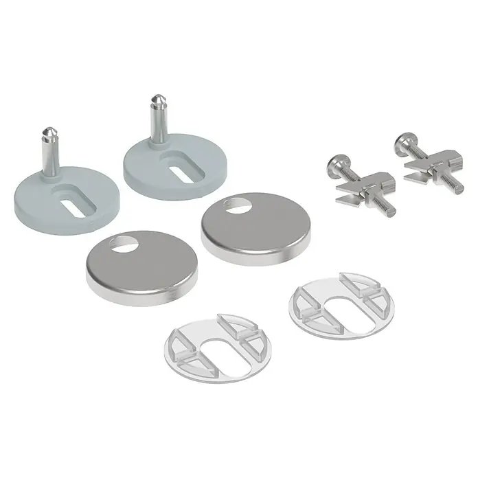 Ersatzscharnierbefestigungs-Set - Passend für: Camargue Paris WC-Sitz 2.0 - Satz von Toilettensitzbeschlägen, bestehend aus Befestigungen, Scharnieren und Bolzen für eine sichere Installation.
