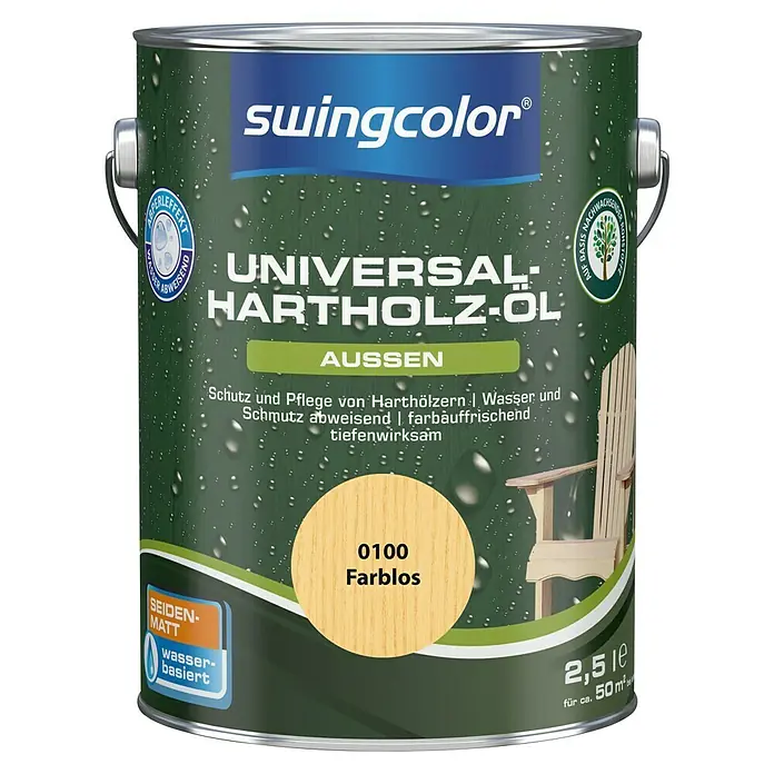 swingcolor Universal-Hartholzöl - Farblos, 2,5 l, Seidenmatt - Dose Universal Hartholz-Öl von Swingcolor.