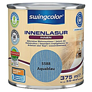 swingcolor Holzlasur Innenlasur (Aquablau, 375 ml, Seidenmatt)