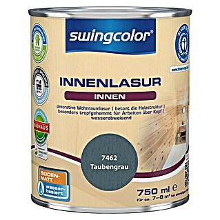 swingcolor Holzlasur Innenlasur (Taubengrau, 750 ml, Seidenmatt)
