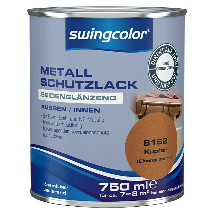swingcolor Metalldickschichtlack (Kupfer, 750 ml, Seidenglänzend, Lösemittelbasiert)