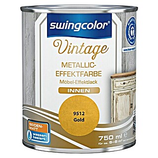 swingcolor Vintage Metall-Optik Effektfarbe (Gold-Metallic, 750 ml, Seidenmatt)