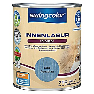 swingcolor Holzlasur Innenlasur (Aquablau, 750 ml, Seidenmatt)