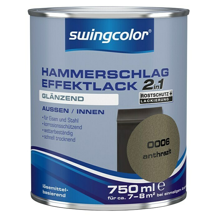 swingcolor Hammerschlag-Effektlack (Anthrazit, 750 ml, Glänzend, Lösemittelbasiert)