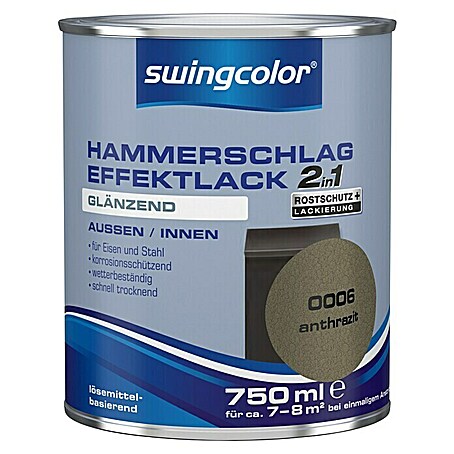 swingcolor Hammerschlag-Effektlack (Anthrazit, 750 ml, Glänzend, Lösemittelbasiert)
