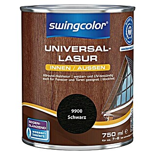 swingcolor Universal-Lasur (Schwarz, 750 ml, Seidenglänzend, Wasserbasiert)