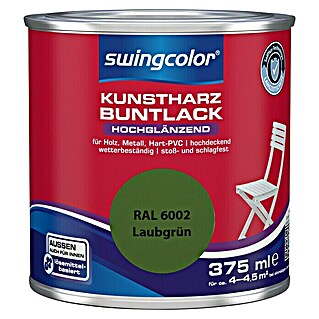 swingcolor Buntlack Kunstharz für Außen (RAL 6002, Laubgrün, 375 ml, Hochglänzend, Lösemittelbasiert)