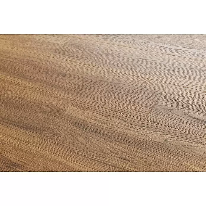 Vinylboden Silent - Jersey Eiche, Landhausdiele, 1.220 x 229 x 5,3 mm - Hellbrauner Holzfußboden mit natürlicher Maserung und Dielenfugen.