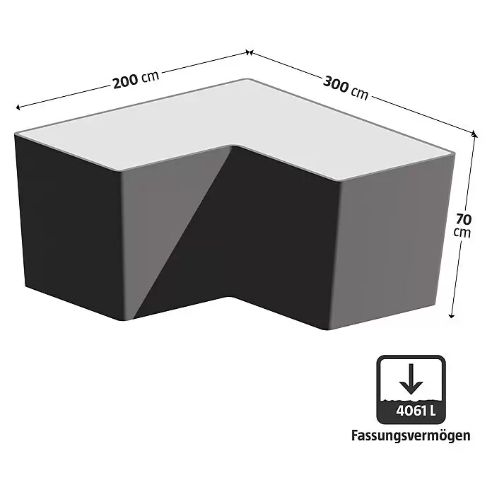 Palatino Hochbeet Urban L - 300 x 200 x 70 cm, Cortenstahl, Rostbraun - Großes L-förmiges, dunkelgraues Hochbeet mit hellgrauer Oberseite, 200x300x70 cm, 4061 L Fassungsvermögen.