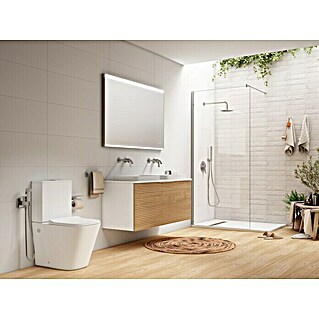 Mueble de lavabo Compact 3D (L x An x Al: 45 x 120 x 50 cm, Blanco/Roble, Mate)