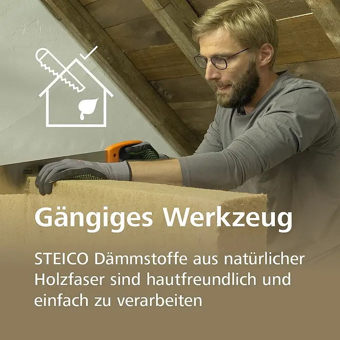 Steico Holzfaserdämmplatte flex 036 - 1.220 x 575 mm, Stärke: 40 mm, Wärmeleitfähigkeit: 0,036 W/(mK), 11 Stk. - STEICO Dämmstoffe: Natürliche Holzfaser-Dämmstoffe, hautfreundlich und einfach zu verarbeiten, für gesundes Bauen.