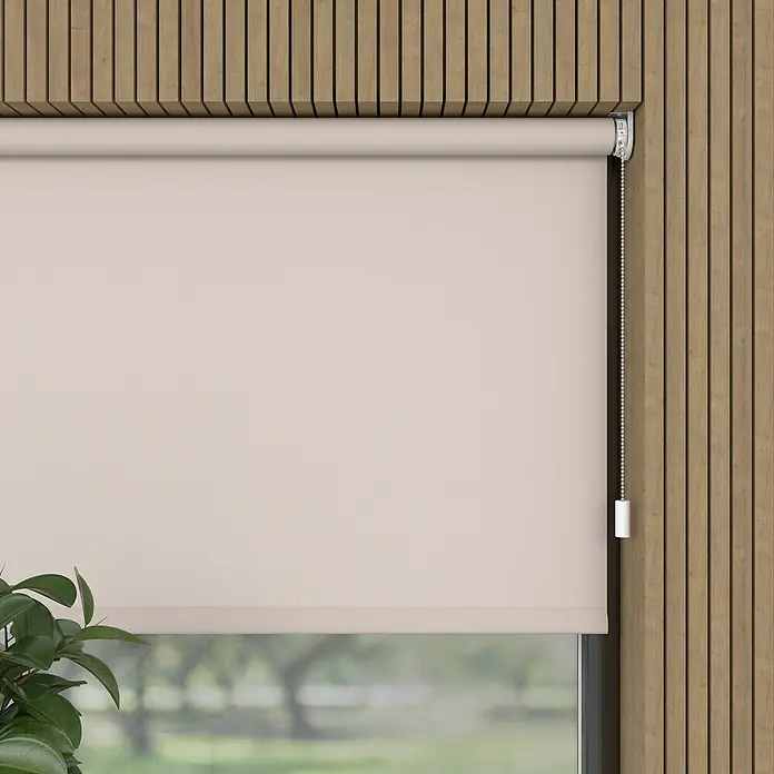Rollo Elektrisch - B x H: 120 x 190 cm, Tageslichtdurchlässig, Creme, Uni - Beige Verdunkelungsrollos bieten Privatsphäre und Dunkelheit. Die ideale Fensterdekoration für Ihr Zuhause und Büro.