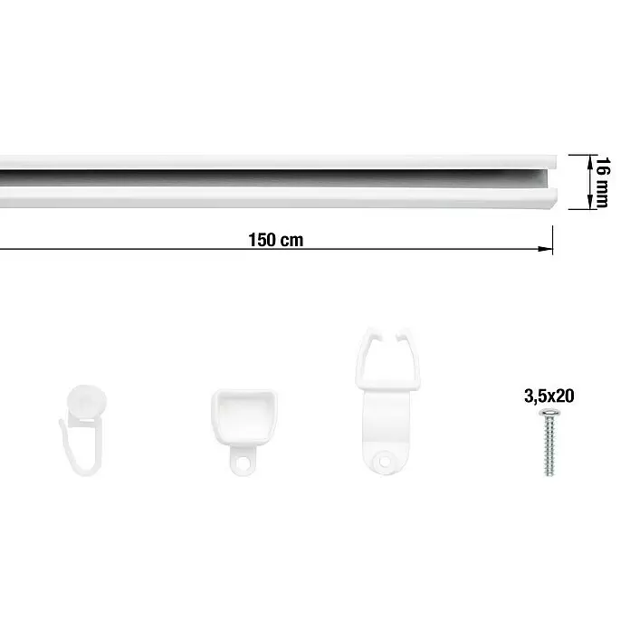 Expo Ambiente Schienen-Set U-LaufLänge: 150 cm, Weiß