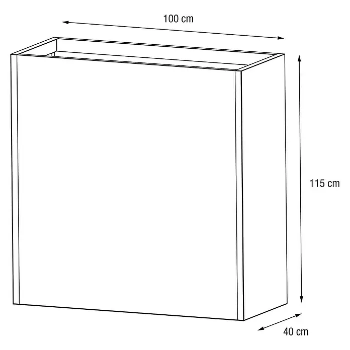 Herstera Garden Pflanzkasten Cube - L x B x H: 100 x 40 x 115 cm - Abbildung eines rechteckigen Pflanzkübels mit den Maßen 100 x 40 x 115 cm.