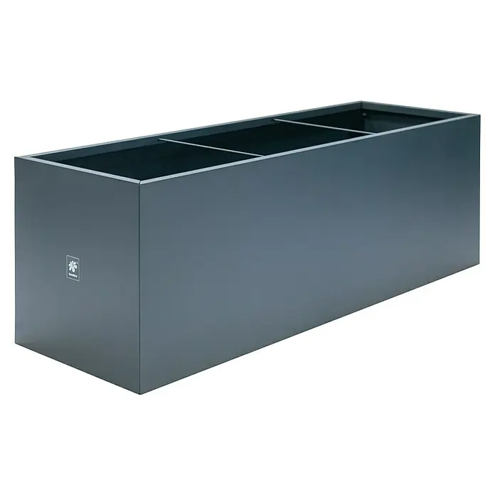Herstera Garden Pflanzkasten Cube - Außenmaß (L x B x H): 150 x 50 x 50 cm, Metall, Anthrazit - Grauer Harrod Hortikultureller Pflanzkasten mit drei Fächern, ideal für den Garten, um Pflanzen stilvoll zu präsentieren.