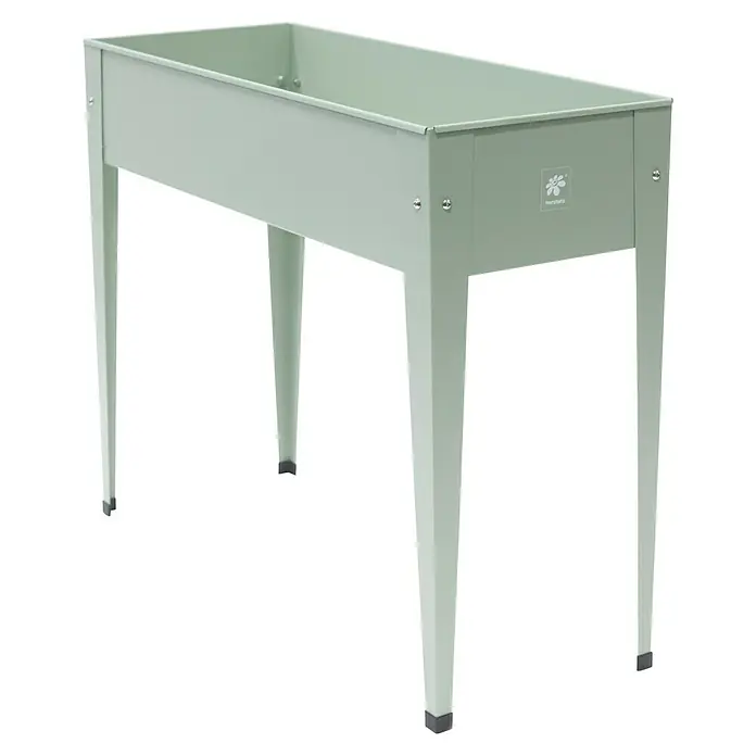 Herstera Garden Kräuterhochbeet Urban - L x B x H: 100 x 40 x 84 cm, Kaktusgrün - Ein erhöhter, rechteckiger Pflanzkasten aus Metall, ideal für den Garten oder Balkon. Er bietet eine bequeme Höhe für die Gartenarbeit.