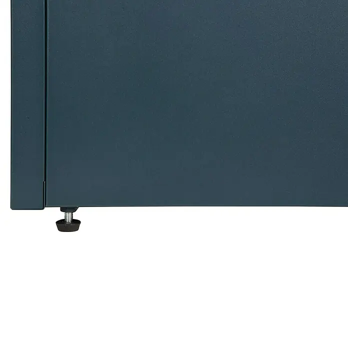 Herstera Garden Pflanzkübel eckig Cube - L x B x H: 70 x 70 x 70 cm - Detailansicht eines blauen Serverschranks mit verstellbarem Fuß, ideal für IT-Infrastruktur.