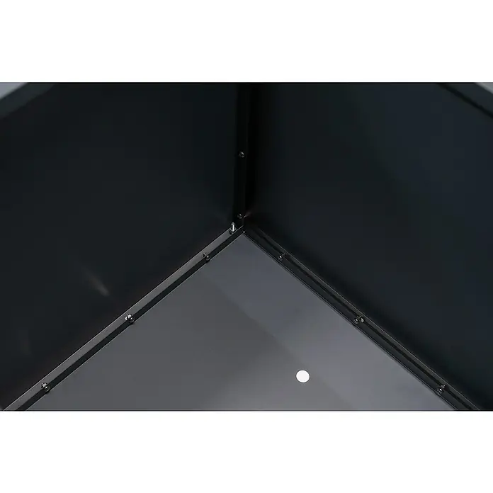 Herstera Garden Pflanzkübel eckig Cube - L x B x H: 70 x 70 x 70 cm - Schwarze Metallkonstruktion mit Schrauben, die eine robuste Bauweise und Stabilität des Produktes hervorhebt.