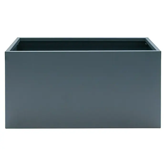 Herstera Garden Pflanzkasten Cube - Außenmaß (L x B x H): 100 x 50 x 50 cm, Metall, Anthrazit - Ein grauer rechteckiger Pflanzkasten, ideal für den Innen- oder Außenbereich, bietet viel Platz für Pflanzen und Blumen.