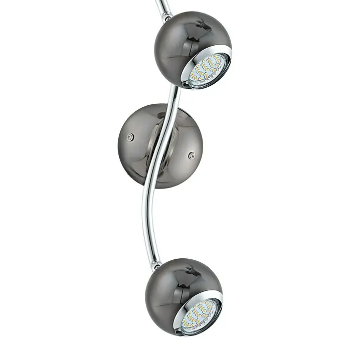 Eglo LED-Deckenstrahler BIMEDA - 6 W, Nickel-nero/Chrom, Warmweiß, 2 Stk. - Wandleuchte mit drei Strahlern in Kugelform und modernem Chrom-Design für eine stilvolle Beleuchtung im Raum.