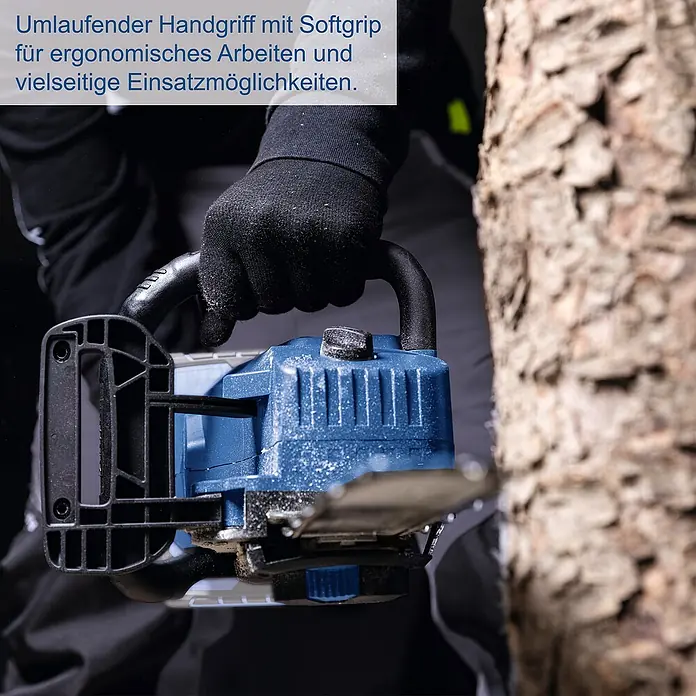 Scheppach IXES 20V Akku-Kettensäge BC-CS355DUO-X - 40 V, Ohne Akku, Schwertlänge: 35,6 cm - Die Akku-Kettensäge mit umlaufendem Handgriff und Softgrip für ergonomisches Arbeiten und vielseitige Einsatzmöglichkeiten.
