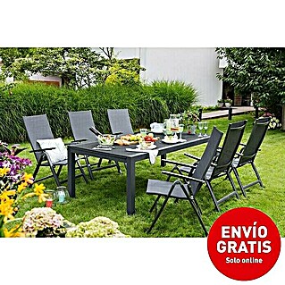 Sunfun Set de muebles de jardín Maja (7 pzs., Aluminio/Vidrio, Antracita)