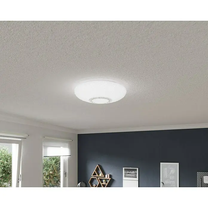 Tween Light LED-Deckenleuchte rund Mara - 60 W, Ø x H: 60 x 10,5 cm, Weiß/Klar, Mehrfarbig - Nahaufnahme einer modernen, runden Deckenleuchte mit auffälligem Design, die eine gemütliche Atmosphäre in jedem Raum schafft.