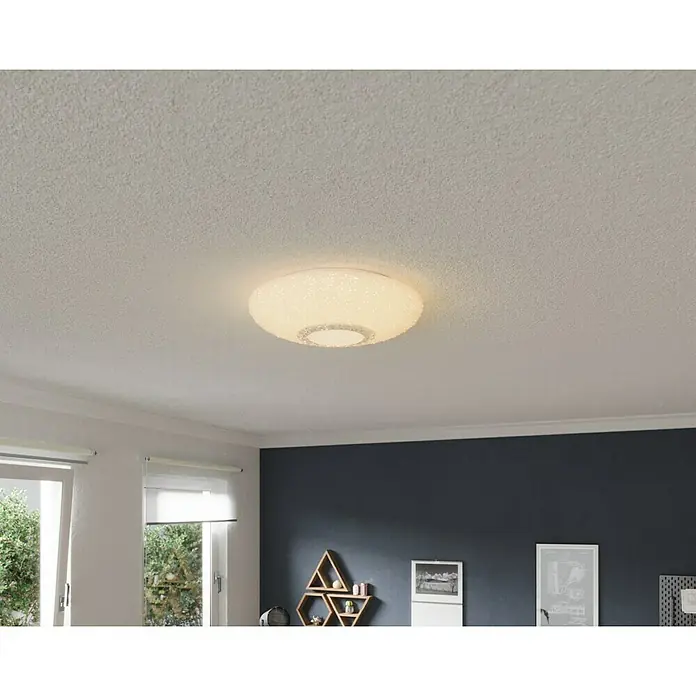 Tween Light LED-Deckenleuchte rund Mara - 60 W, Ø x H: 60 x 10,5 cm, Weiß/Klar, Mehrfarbig - Eine moderne Deckenleuchte mit einem runden, weißen Lampenschirm, der ein angenehmes Licht verbreitet. Ideal für Wohn- und Schlafräume.