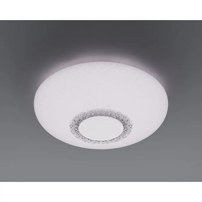 Tween Light LED-Deckenleuchte rund Mara - 60 W, Ø x H: 60 x 10,5 cm, Weiß/Klar, Mehrfarbig - Moderne LED-Deckenleuchte mit funkelndem Effekt und dekorativem Ringdesign für eine stilvolle Beleuchtung im Raum.