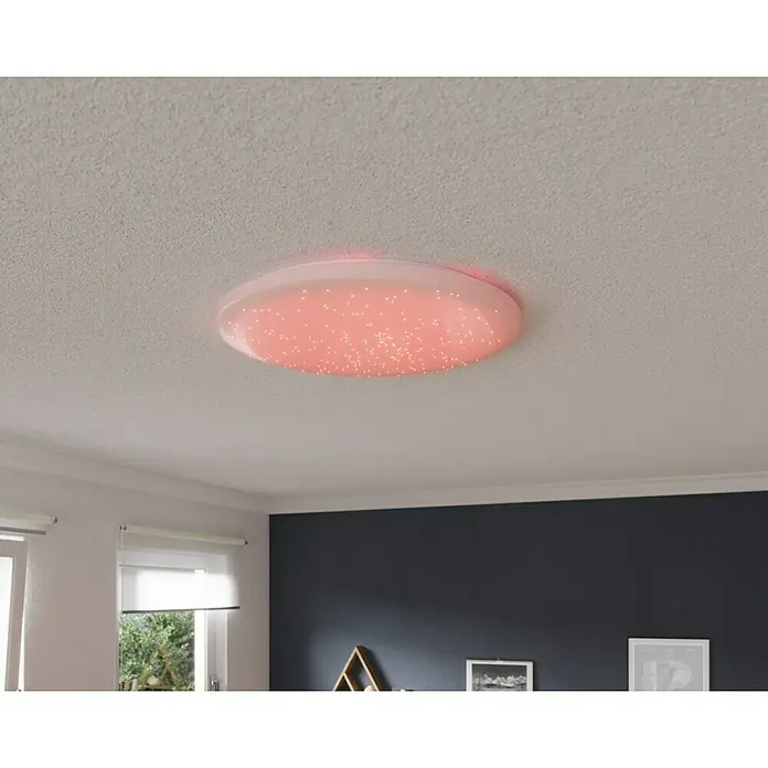 Tween Light LED-Deckenleuchte rund Skyler Star RGBW - 80 W, Ø x H: 74 x 10 cm, Weiß, RGBW - Diese moderne LED-Deckenleuchte sorgt mit ihrem Sternenhimmel-Effekt für eine stimmungsvolle Beleuchtung im Raum. Perfekt für Wohn- und Schlafräume.