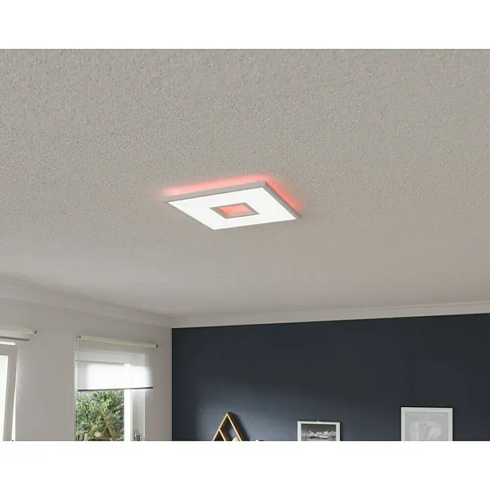 LED-Deckenleuchte Ellia - 24 W, L x B x H: 45 x 45 x 5 cm, Weiß, RGB - Quadratische Deckenleuchte mit roter Beleuchtung. Das Design ist modern und stilvoll und sorgt für eine angenehme Atmosphäre im Raum.