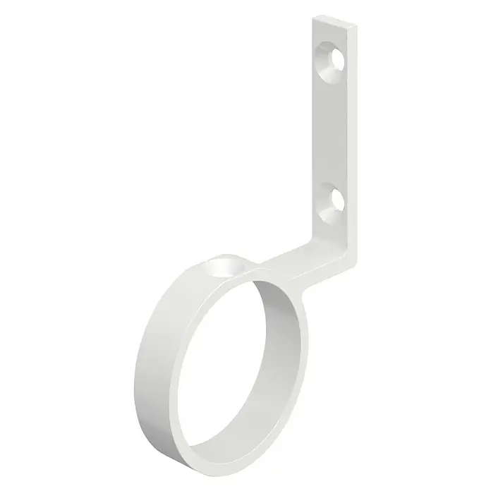 Solid Elements Fijación de pared Fran Sow 212 - Blanco, Barandilla - Una abrazadera de tubo blanca con placa de montaje vertical con dos orificios para una fijación segura. Ideal para asegurar tubos con firmeza.