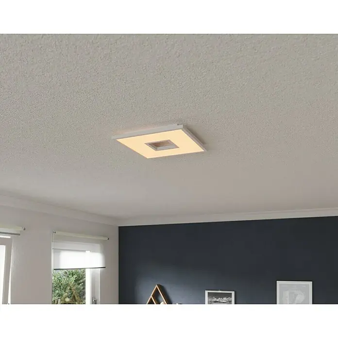 LED-Deckenleuchte Ellia - 24 W, L x B x H: 45 x 45 x 5 cm, Weiß, RGB - Moderne quadratische LED-Deckenleuchte mit hellem Licht für eine angenehme Raumatmosphäre.