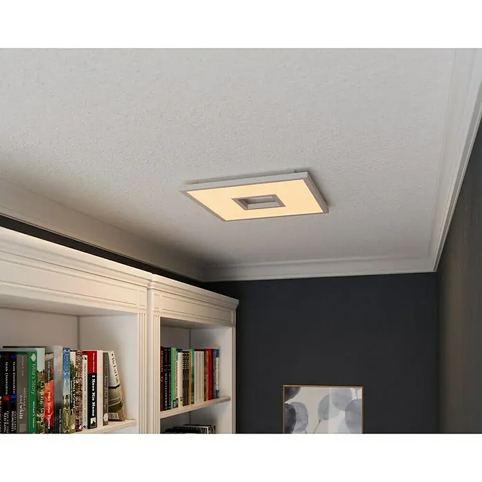 LED-Deckenleuchte Ellia - 24 W, L x B x H: 45 x 45 x 5 cm, Weiß, RGB - Elegante quadratische Deckenleuchte mit warmem Licht, die jedem Raum eine moderne Note verleiht. Perfekt für Wohn- und Arbeitsbereiche.