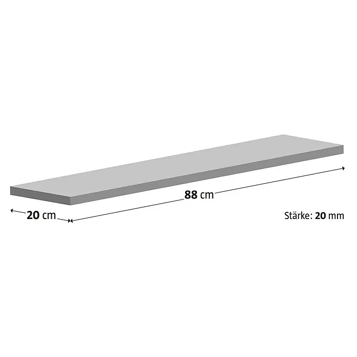 Fensterbank Bianco Carrara - 88 x 20 x 2 cm, Hellgrau, Naturstein - Abbildung einer grauen Platte mit den Maßen 88 x 20 x 0,2 cm. Ideal für den Bau von Möbeln.