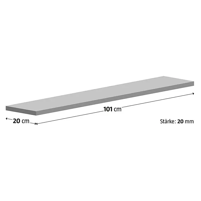 Fensterbank Bianco Carrara - 101 x 20 x 2 cm, Hellgrau, Naturstein - Graue Holzplatte mit den Maßen 101 cm Länge, 20 cm Breite und 20 mm Dicke.
