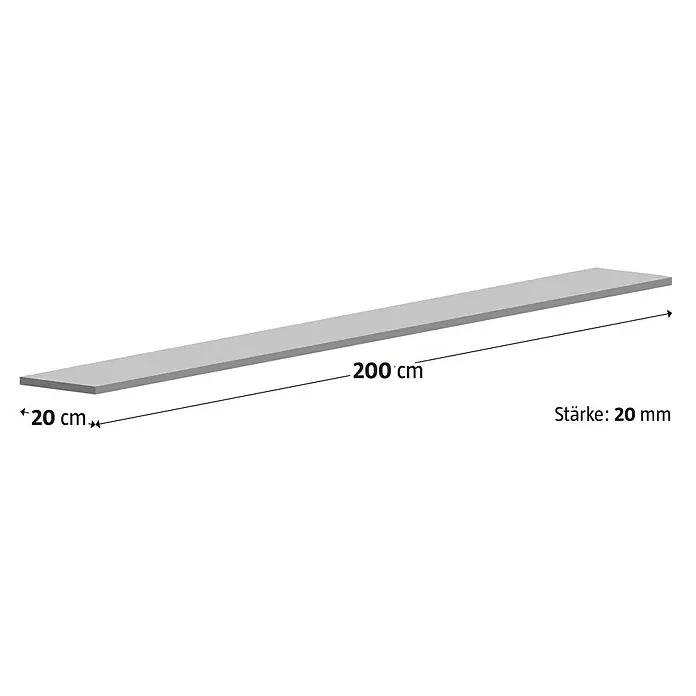 Fensterbank Bianco Cordo - L x B x S: 200 x 20 x 2 cm, Grau, Naturstein - Bild eines hellgrauen Holzbrett mit den Maßen 200 cm Länge, 20 cm Breite und 20 mm Stärke für Bau- oder Heimwerkerprojekte.