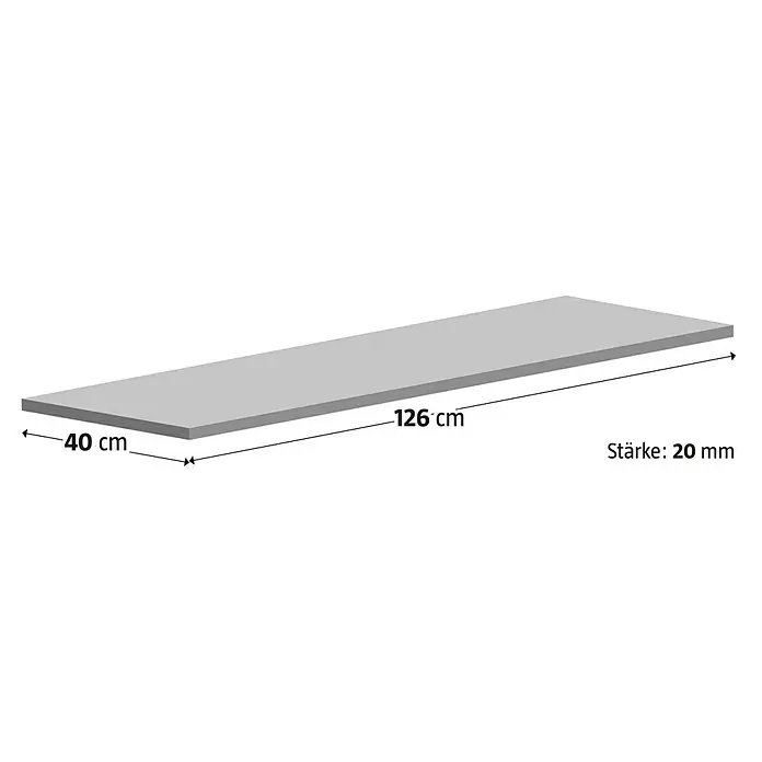 Fensterbank Impakt - 125 x 40 x 2 cm, Anthrazit, Naturstein - Graue Arbeitsplatte mit den Maßen 126 cm Länge, 40 cm Breite und 20 mm Stärke.