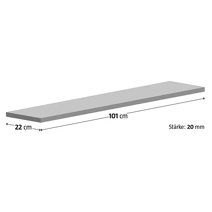 Fensterbank King Black - 101 x 20 x 2 cm, Schwarz, Naturstein, Gabbro - Produktbild einer 101 cm langen, 22 cm breiten und 20 mm dicken Holzplatte. Ideal für Heimwerkerprojekte und Möbelbau.