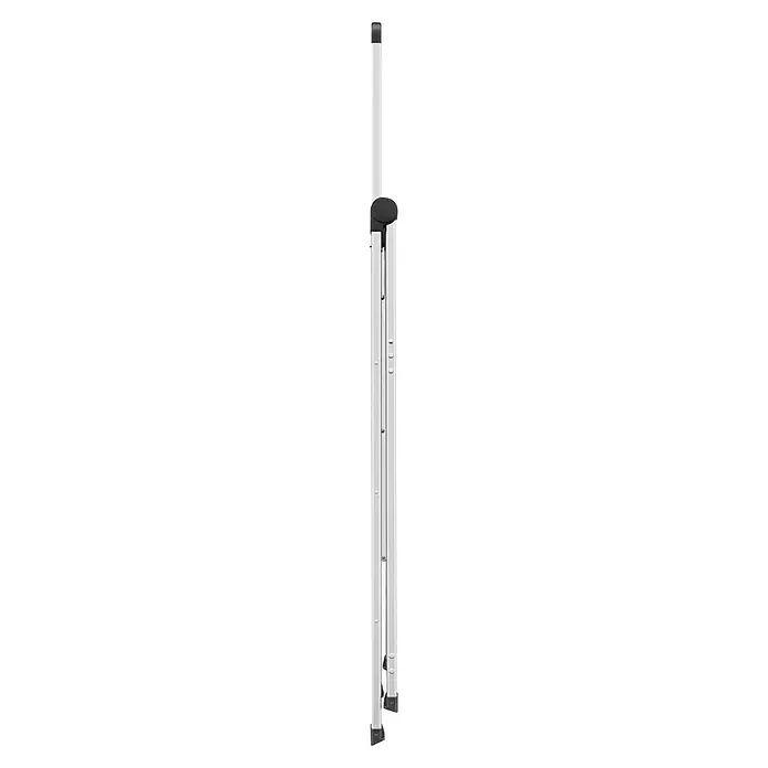 Hailo Doppel-Stehleiter DK40 3-stufig - Anzahl Tritte: 6 Stk., Arbeitshöhe: 260 cm, Belastbarkeit: 150 kg, Aluminium - Ein vertikal verstellbarer Tischfuß aus Metall, der Stabilität und Anpassungsfähigkeit für verschiedene Tischhöhen bietet.