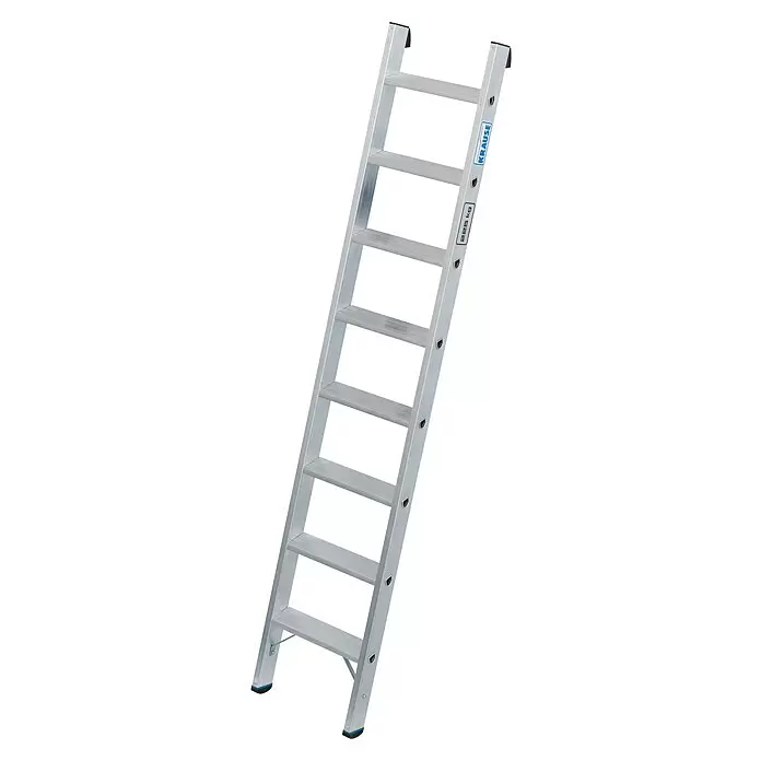 Krause Stabilo Anlegeleiter 8 Stufen - Anzahl Tritte: 8 Stk., Arbeitshöhe: 3,15 m, Belastbarkeit: 225 kg, Aluminium - Silberfarbene, tragbare Aluminiumleiter mit mehreren Stufen. KRAUSE-gekennzeichnet, 225 kg Traglast.