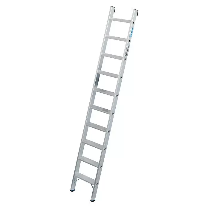 Krause Stabilo Anlegeleiter 10 Stufen - Anzahl Tritte: 10 Stk., Arbeitshöhe: 3,6 m, Belastbarkeit: 225 kg, Aluminium - Silberne Aluminium-Anlegeleiter mit mehreren Sprossen, für 225 kg Last ausgelegt.