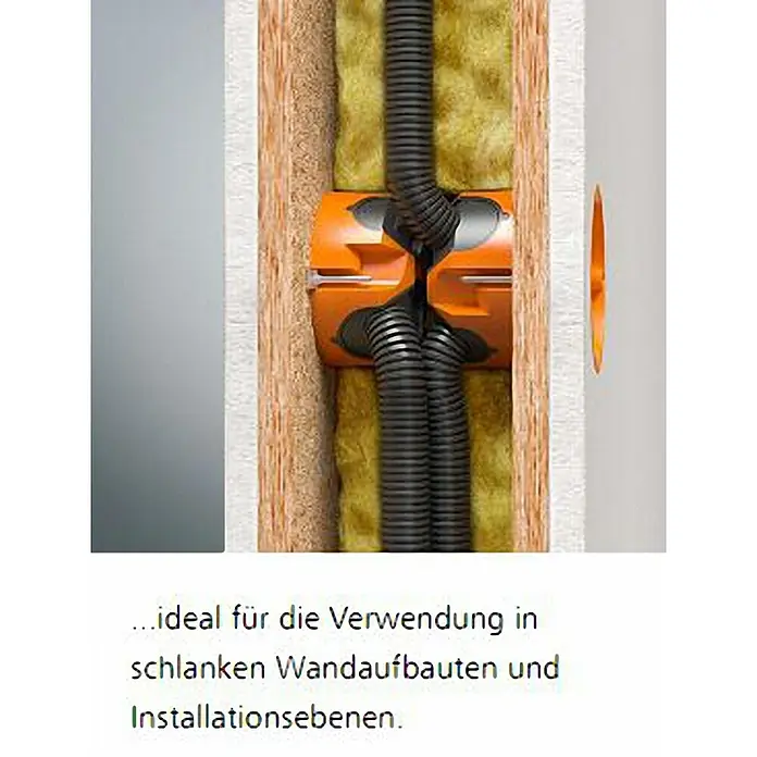 Kaiser Hohlwanddose 9263-22 - 68 x 49 mm, Orange, 1 Stk., Winddicht - Wandaufbau mit flexiblen Rohren. Ideal für schlanke Wandaufbauten und Installationsebenen.