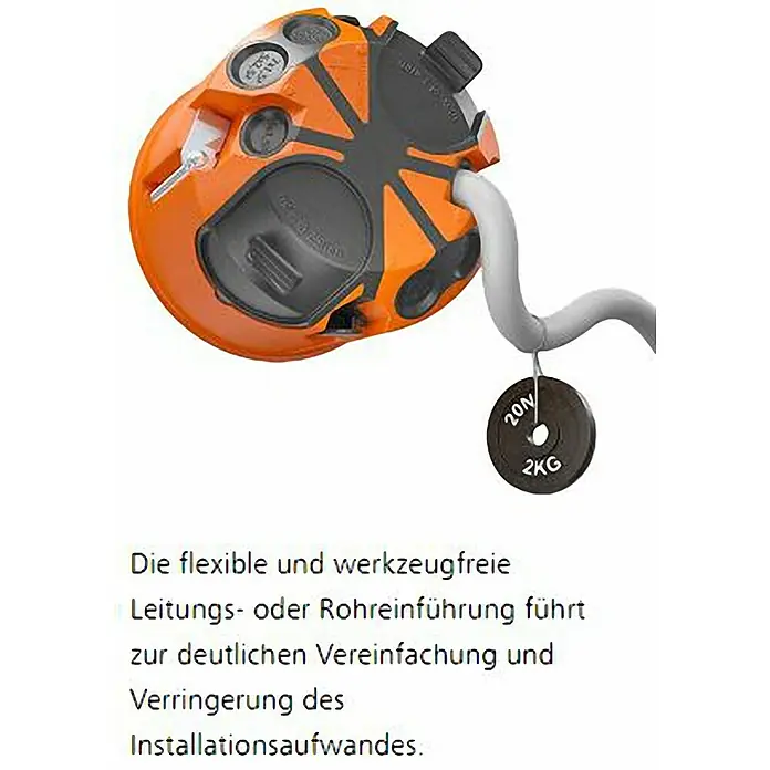 Kaiser Hohlwanddose 9263-22 - 68 x 49 mm, Orange, 1 Stk., Winddicht - Flexibles Leerrohrsystem mit Werkzeugloser Leitungs- oder Rohreinführung zur deutlichen Vereinfachung des Installationsaufwandes.