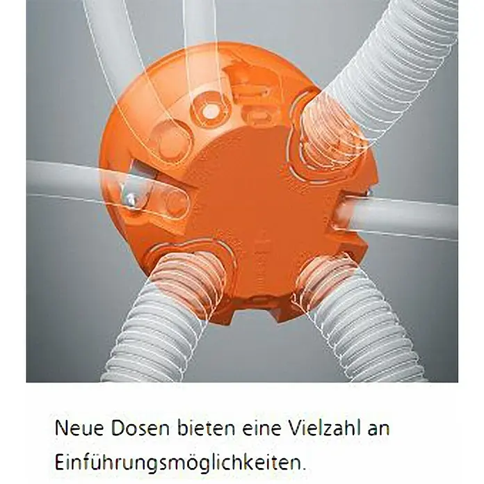 Kaiser Hohlwanddose 9062-02 - 71 x 47 mm, 2-fach, Orange, 1 Stk. - Neue Dosierbox für vielfältige Einführungsoptionen.