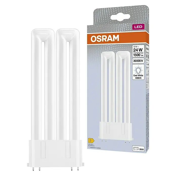 Osram LED-Röhre DULUX LED F 2G10 - Länge: 16,95 cm, Nicht Dimmbar, Kaltweiß, 1.500 lm, 12 W - Aufnahme einer OSRAM LED-Lampe, die Energieeffizienz und langlebige Beleuchtungslösungen bietet, ideal für den Austausch herkömmlicher Leuchtmittel.