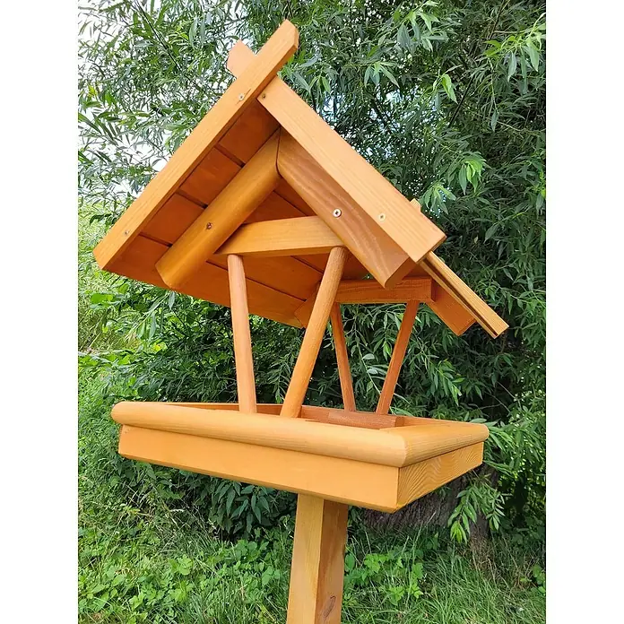 Promadino Vogelhaus Rhön - 42 x 36 x 38 cm, Holz, Braun, Ausstattung: Ohne Vogelhausständer - Hölzernes Vogelhaus auf einer Stange. Ein dekoratives Element für den Garten, um Vögel zu füttern und zu beobachten.