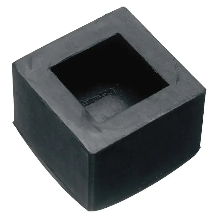 Inserto de goma - Específico para: Mazos de 1000 gr - Pie de goma negro cuadrado con rebaje. Ideal como protección o espaciador para muebles y equipos, Hecho en Alemania.